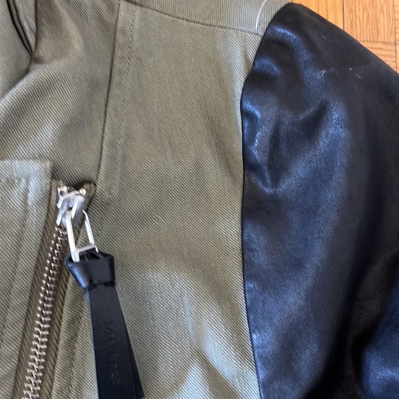 Mackage khaki moto motorcycle leather bomber jacket M biker - Picture 4 of 16